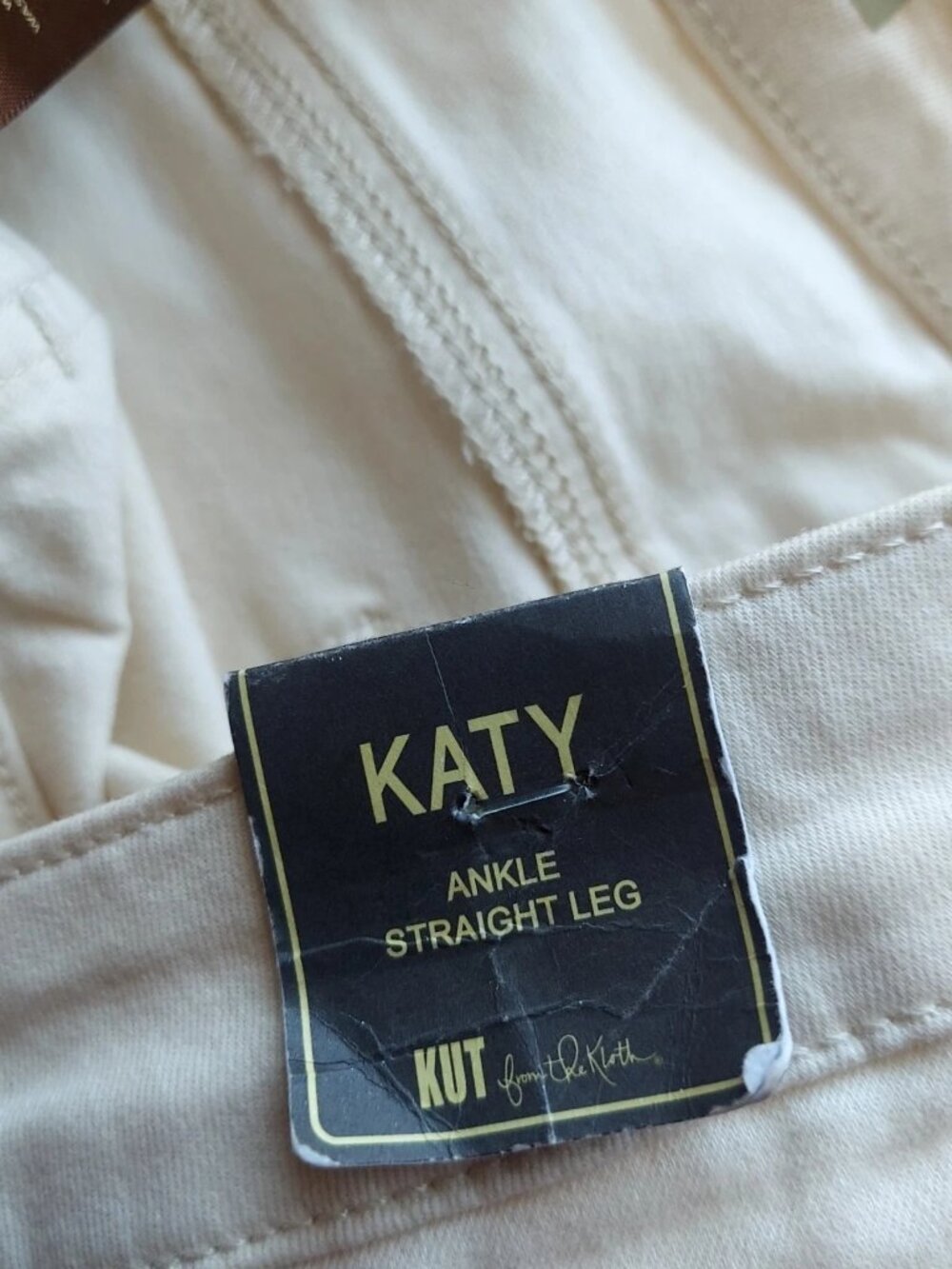 Kut From the Kloth Women Jeans Size 14 Cream Color Katy Ankle Straight Leg New - Picture 6 of 9